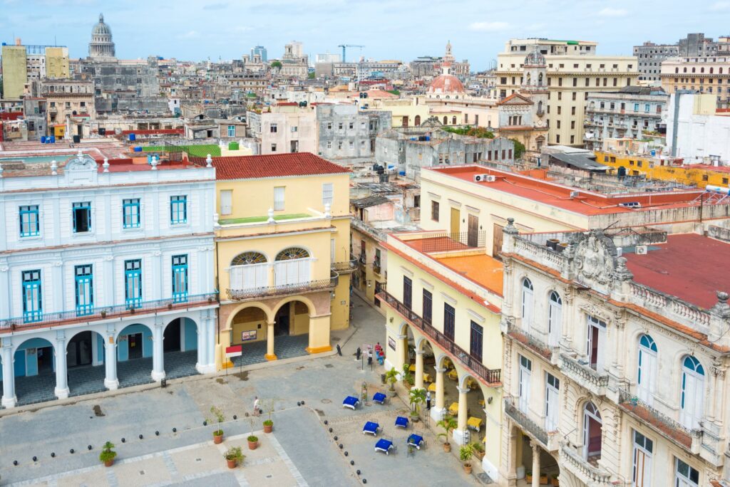 Aerial view of Plaza Vieja in Old Havana