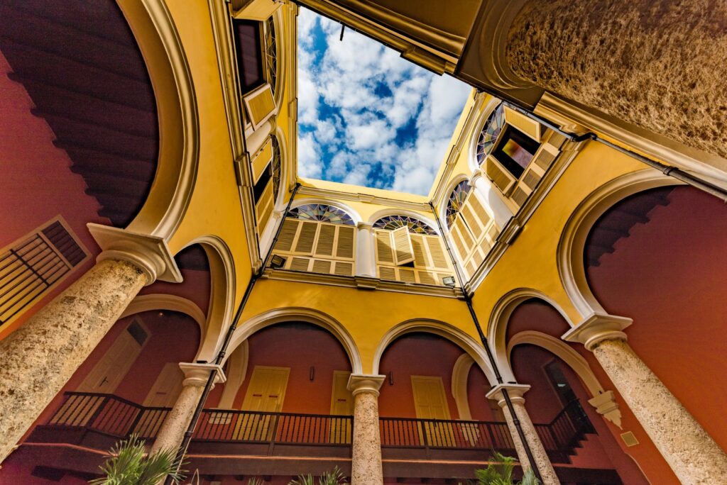 Yellow colonial courtyard in Old Havana